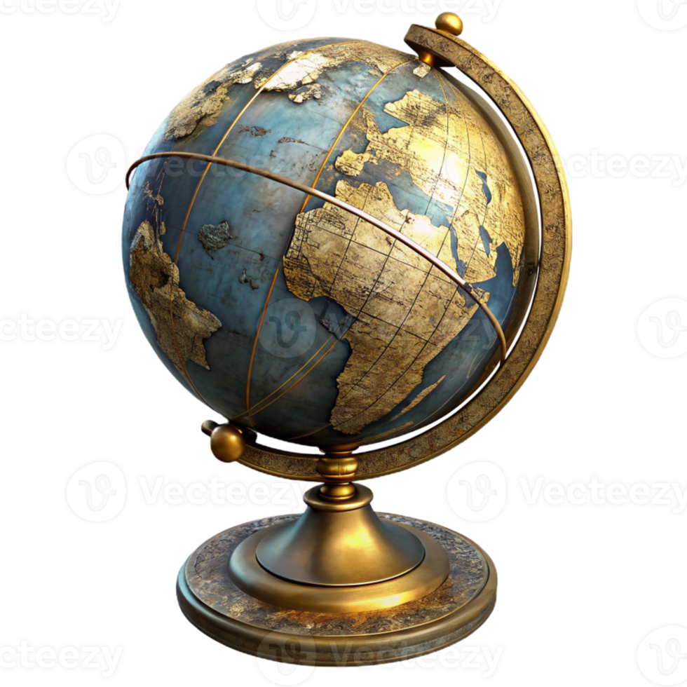 Vintage Globe with Gold Accents png
