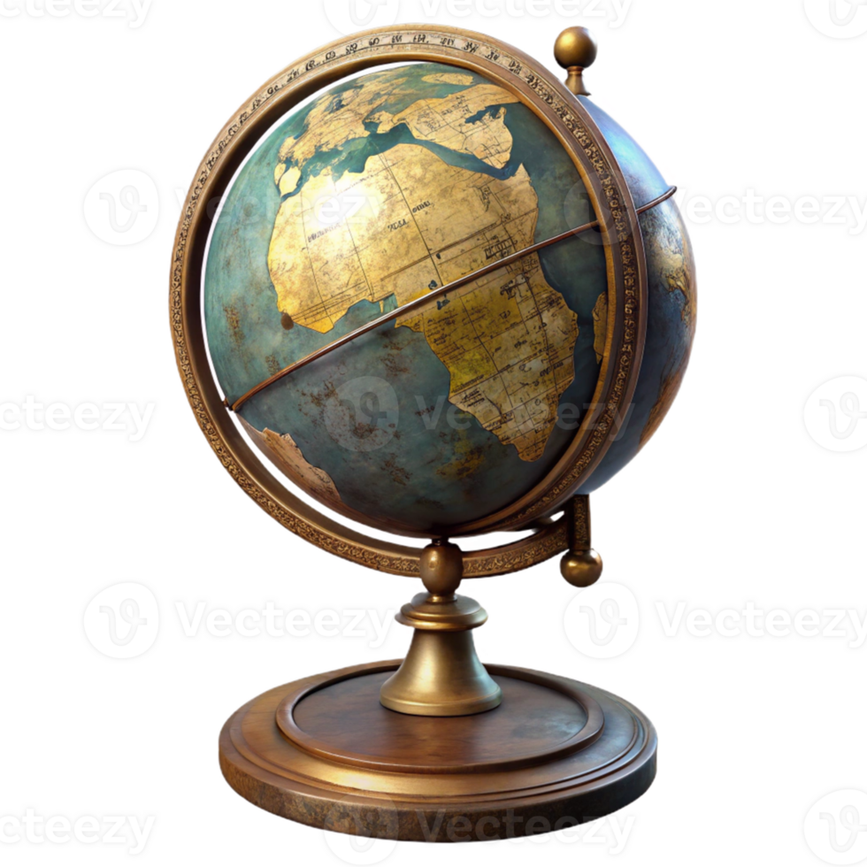 Antique Globe with Ornate Stand png