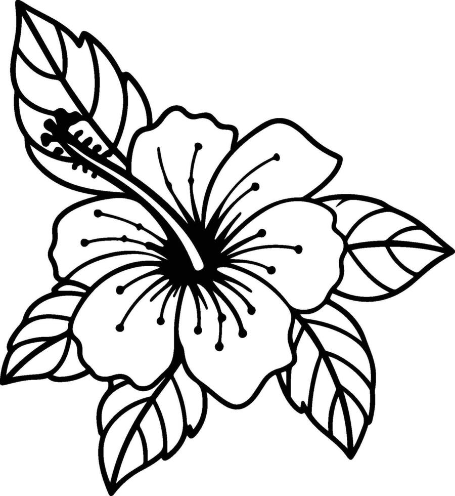 Hibiscus Flower Silhouette Illustration Art Design vector