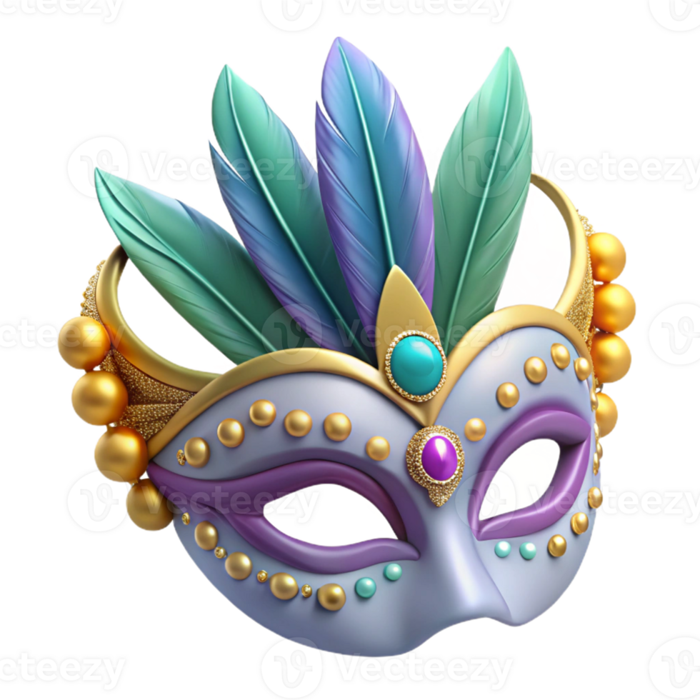 Purple and Gold Masquerade Mask with Feathers png