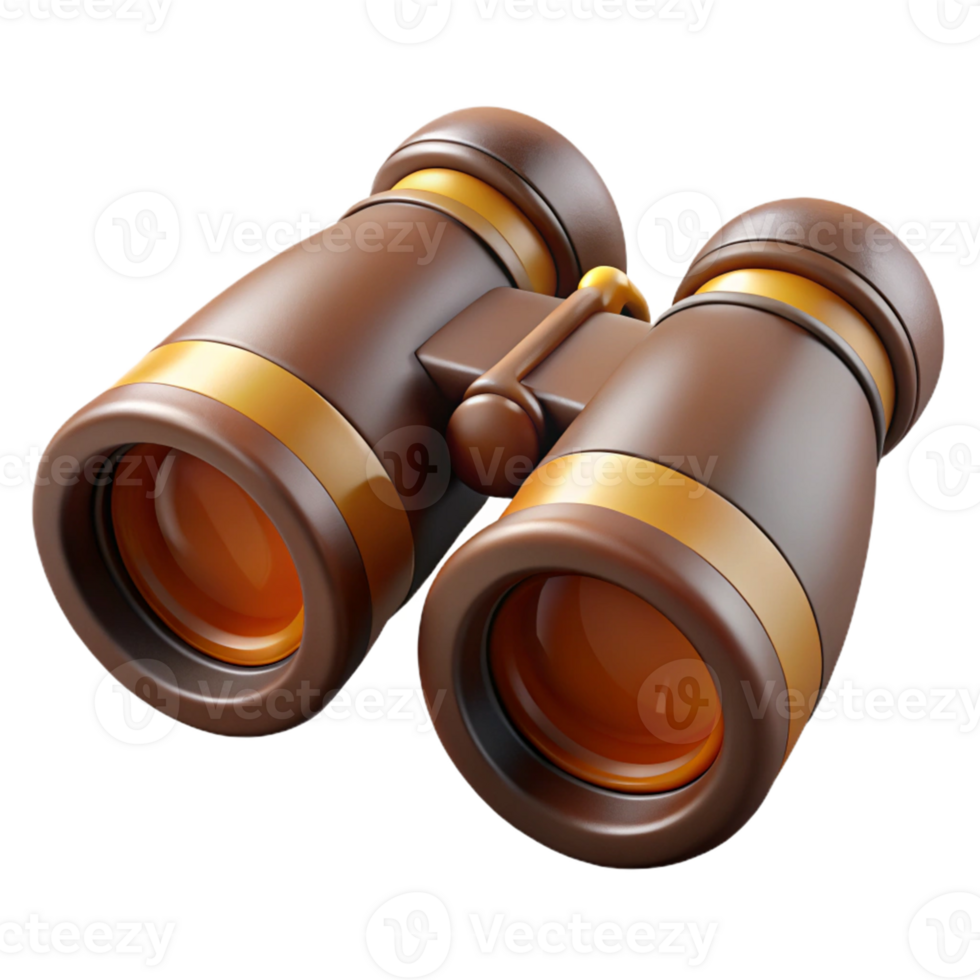Isometric Rendered Binoculars with Orange Lenses png