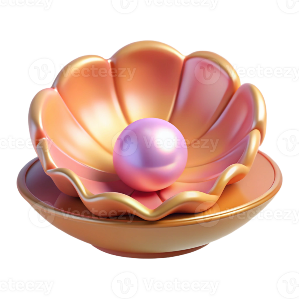 Isometric Render of a Pink Pearl in a Shell png