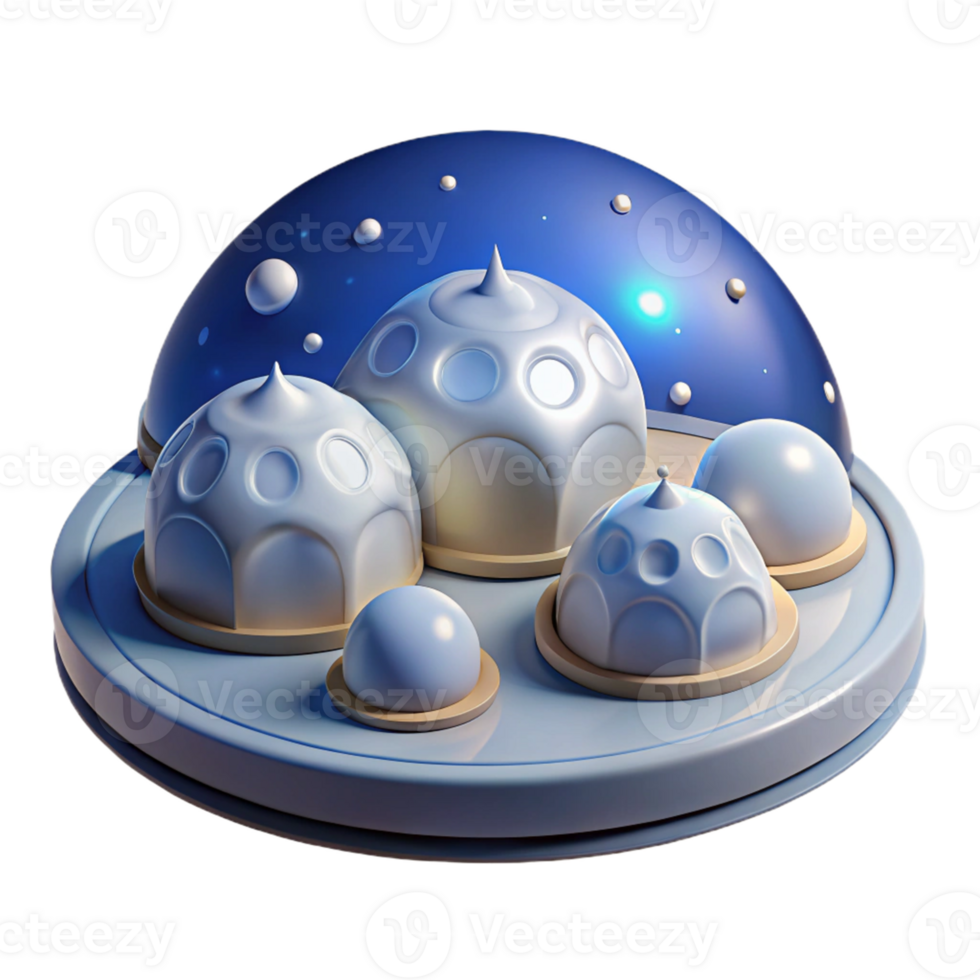 Isometric Rendered Blue and White Domes png