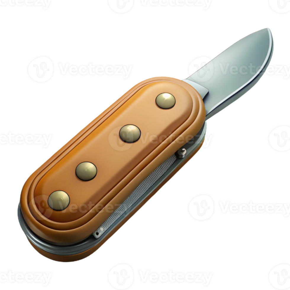 Folding Pocket Knife with Metal Accents png