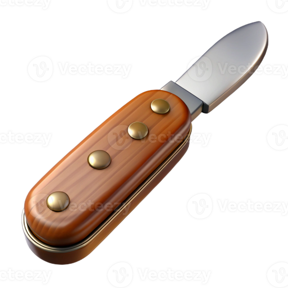 Isometric Render Wooden Pocket Knife Illustration png