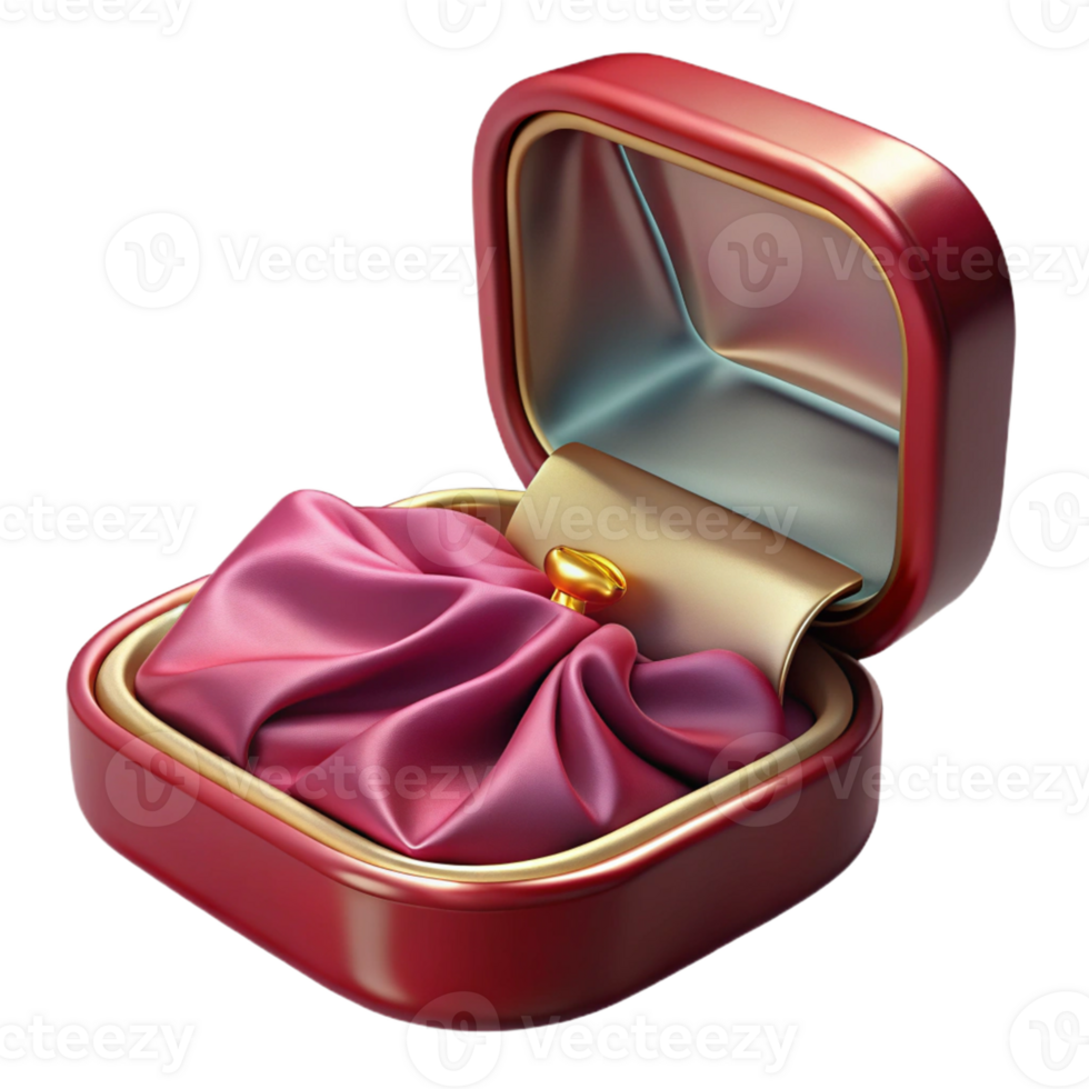 Red Velvet Jewelry Box with Gold Trim png