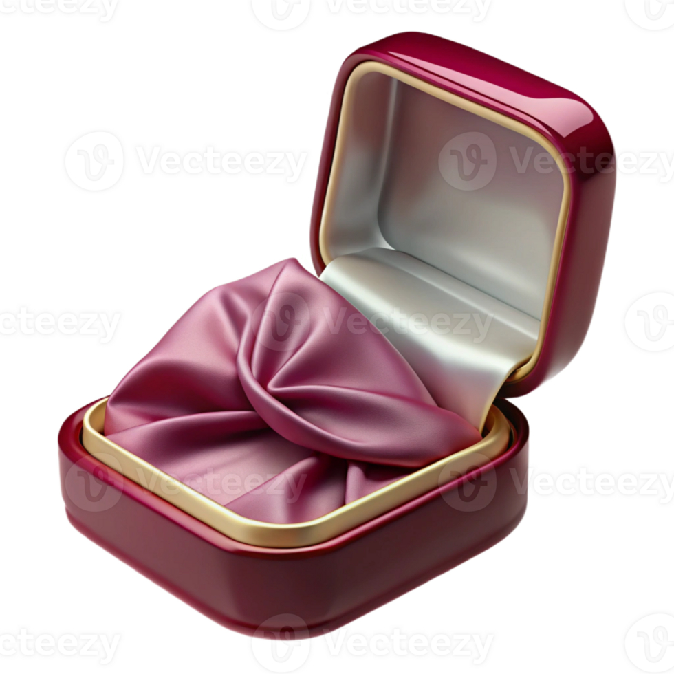 Red Velvet Ring Box with Satin Interior png