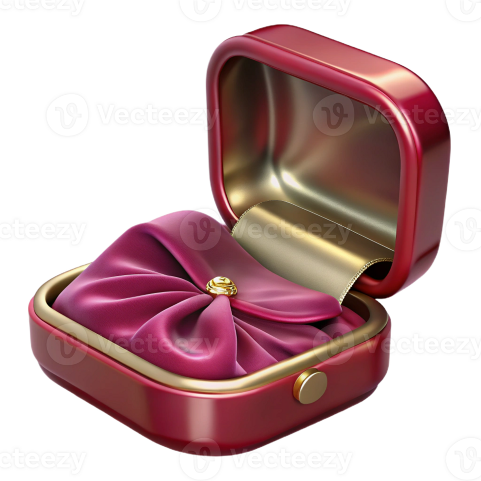 Red Velvet Ring Box with Golden Trim png