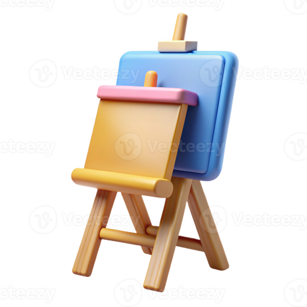 Isometric Illustration of an Easel with Two Canvases png