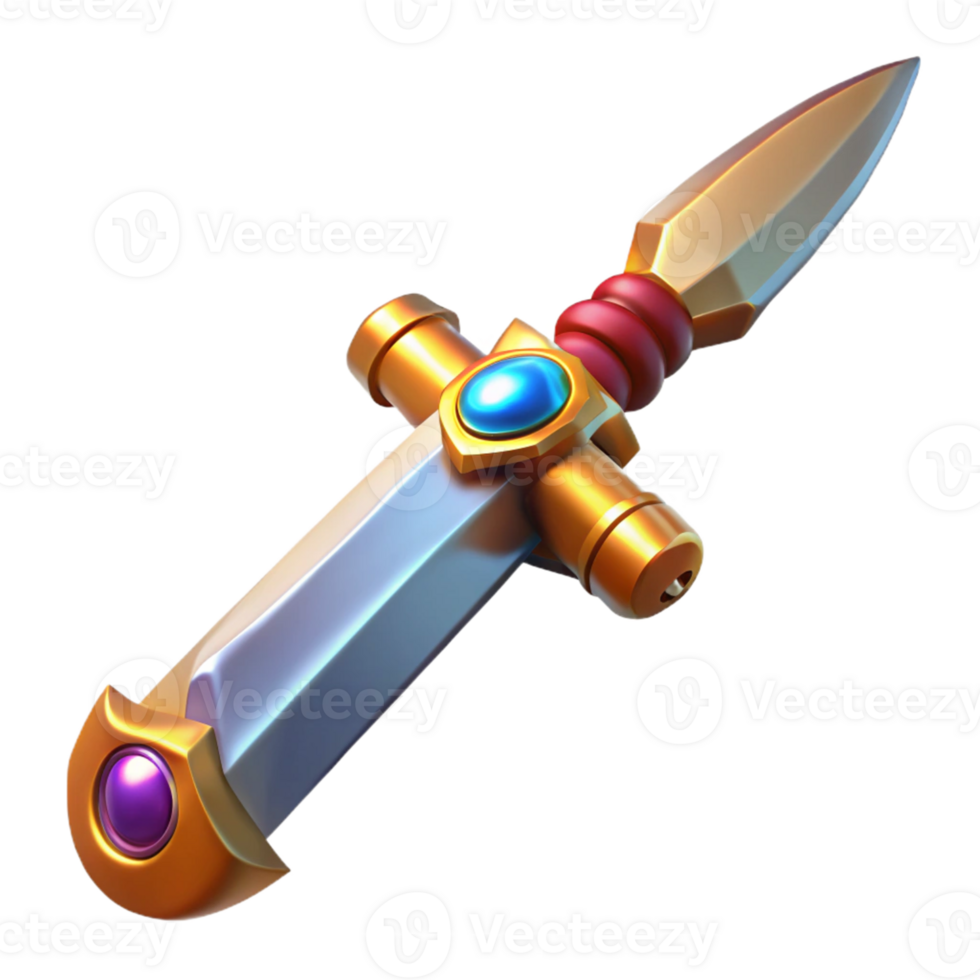 Golden Sword with Gemstones png