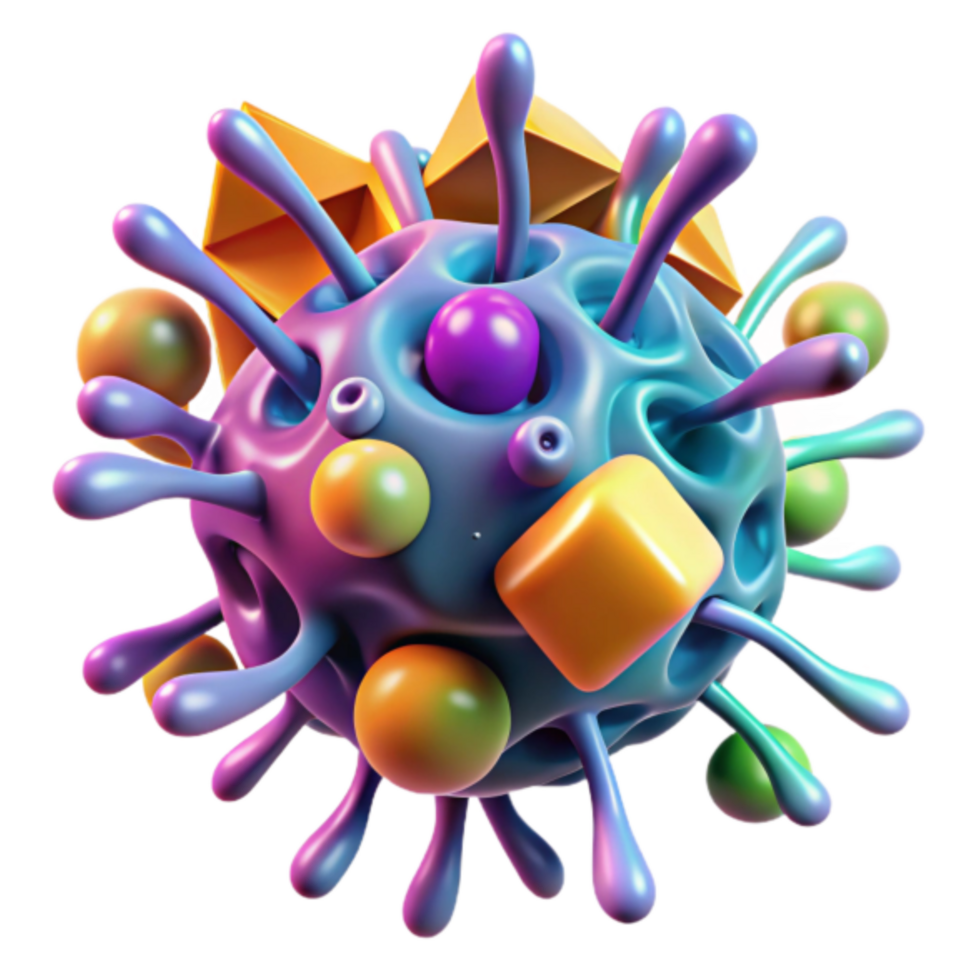 Vibrant 3D Render of Abstract Colorful Globular Structure png