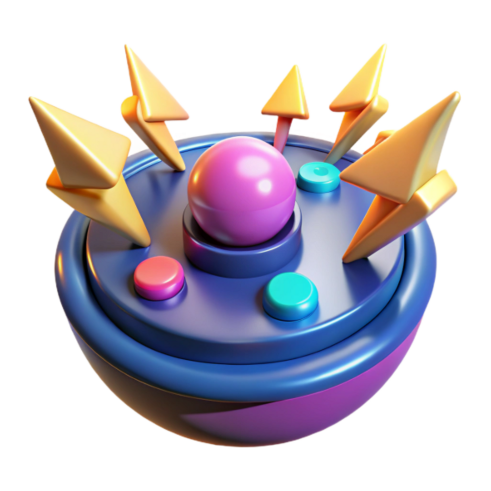 Vibrant 3D Render of Abstract Energy Orb with Buttons png