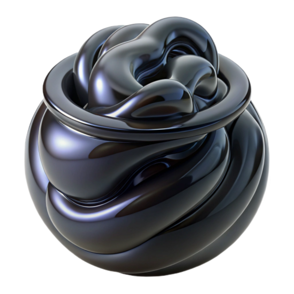 Dark Glossy Abstract 3D Render of Intertwined Forms png