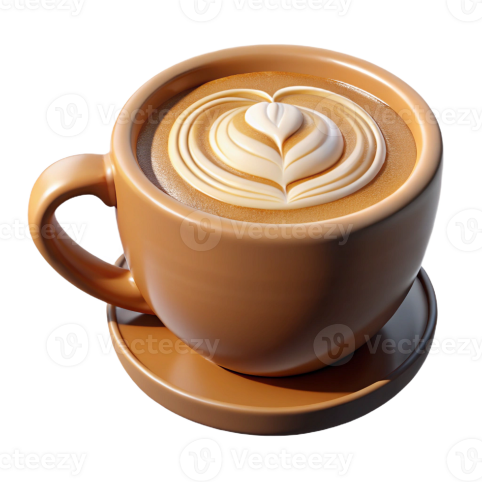 Coffee Cup with Heart-Shaped Latte Art png