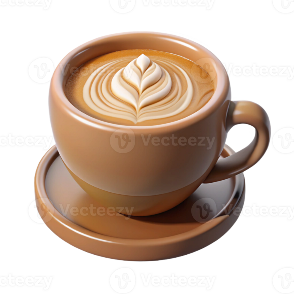 Isometric Latte Art Coffee Cup Illustration png