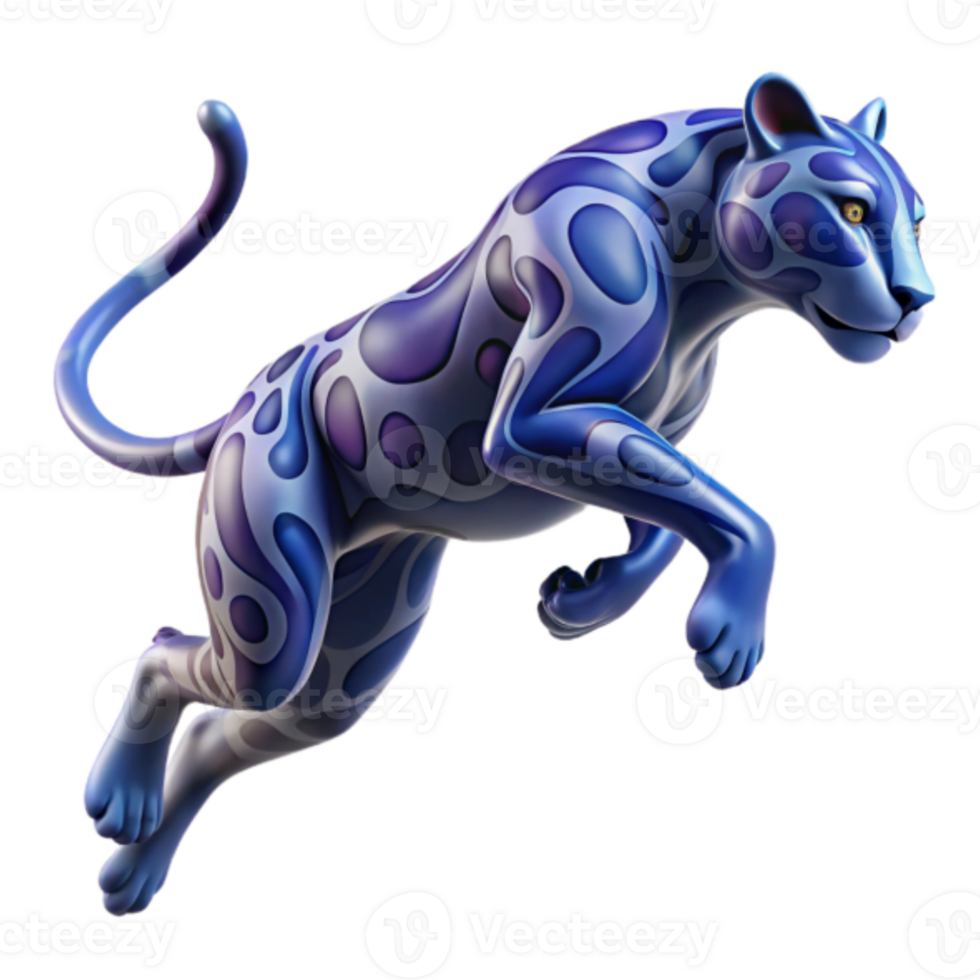 Leaping Leopard 3D Render Abstract Art Background png