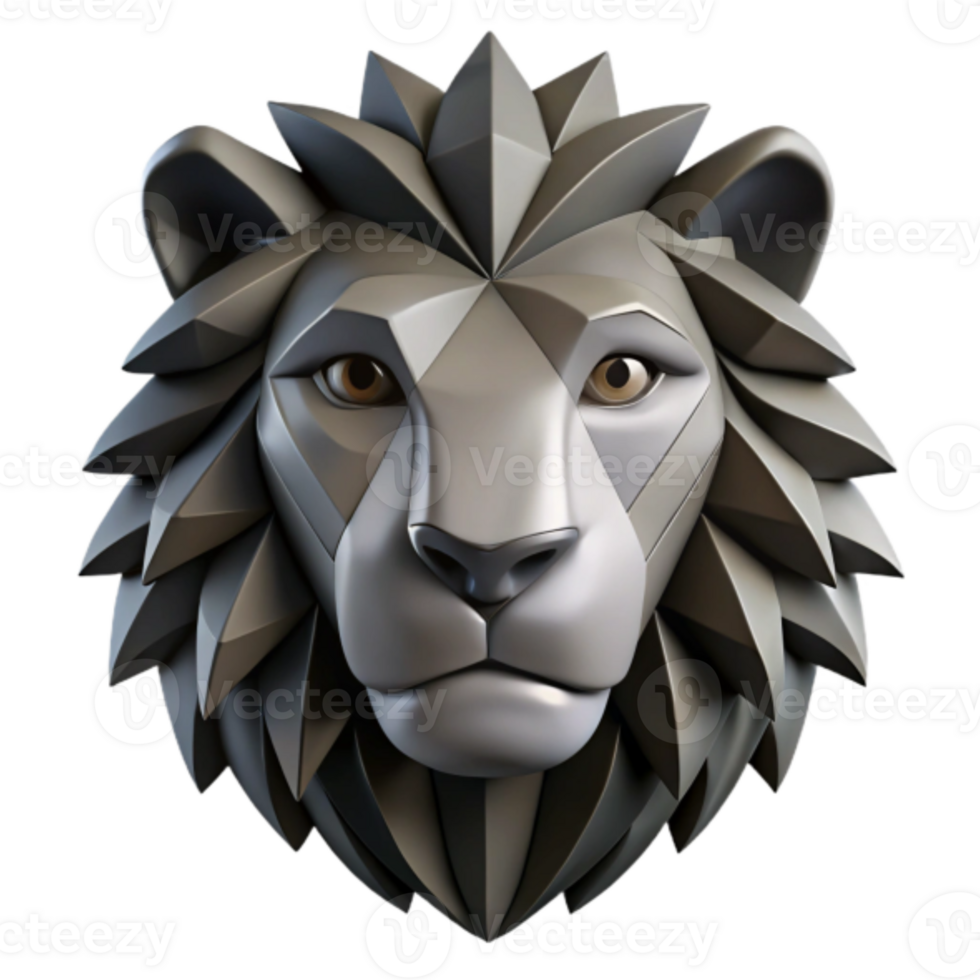 Geometric Lion Head 3D Render Illustration png