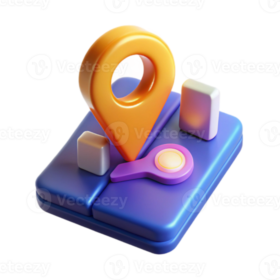 3D Illustration Location Map Pointer Navigation App Icon png