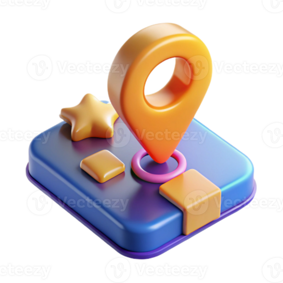 Vibrant 3D Illustration Location Marker App Icon Design png