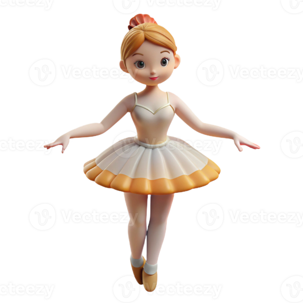 Cute Cartoon Ballerina with Orange Hair png