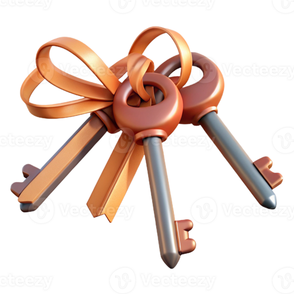 Golden Keys with a Ribbon png