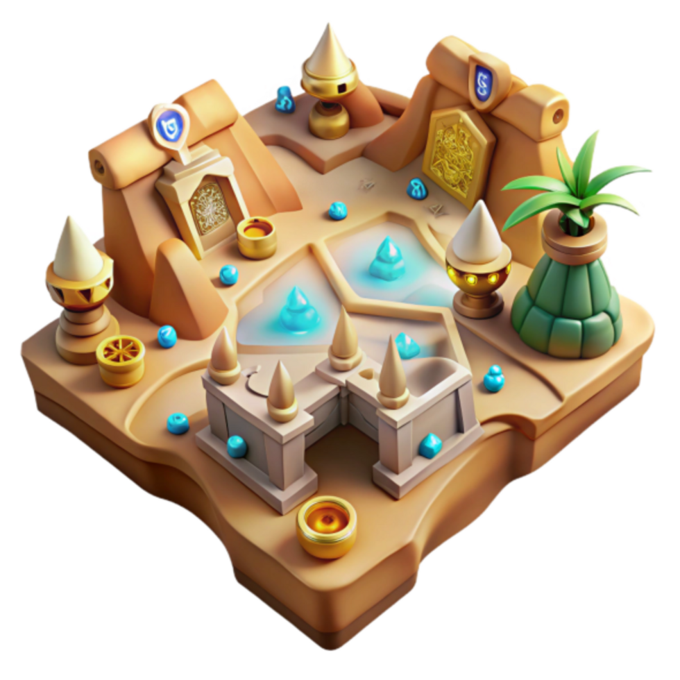 Enchanted Desert Oasis A 3D Stylized Game Illustration png