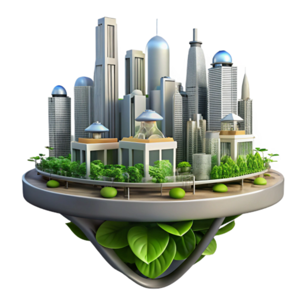 Eco-City Metropolis 3D Illustration Sustainable Urban Landscape png