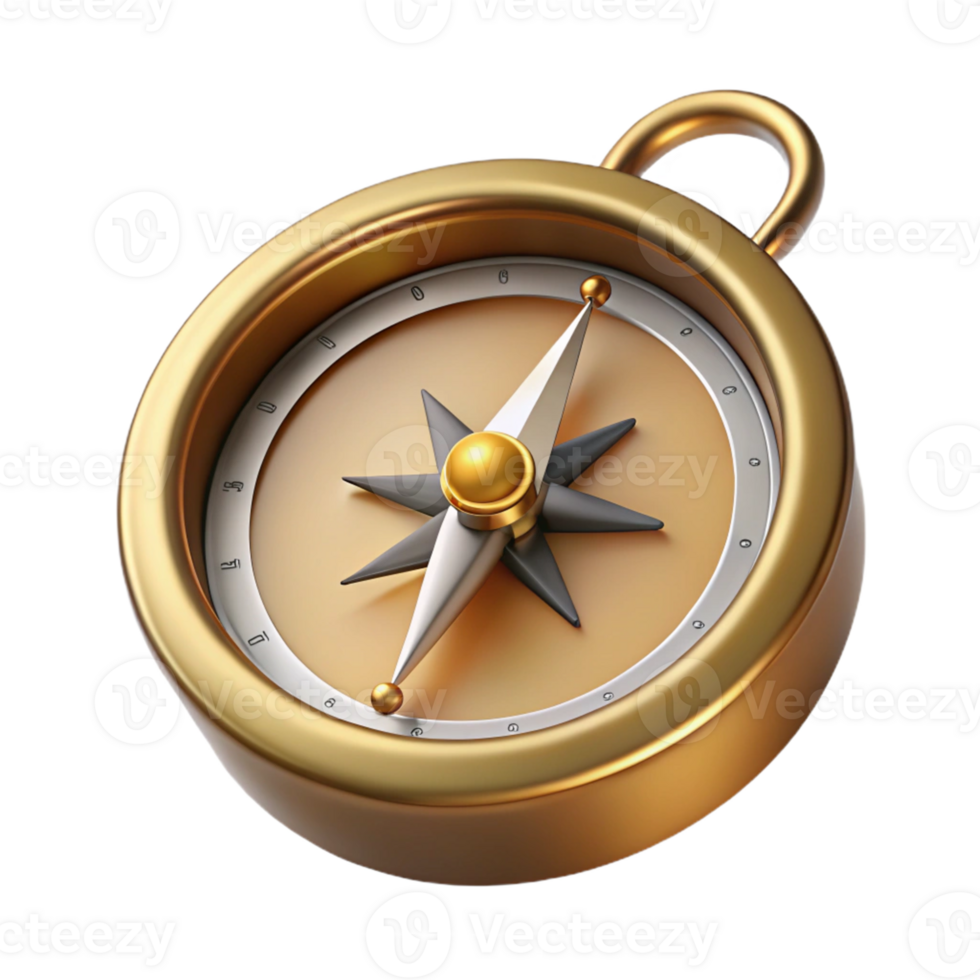 Golden Compass with Silver Needle png
