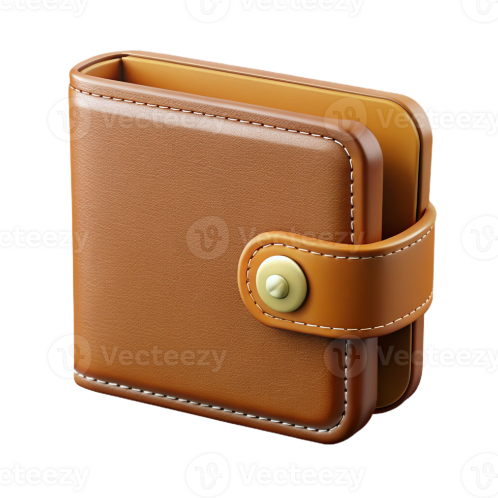 Brown Leather Wallet with Button png