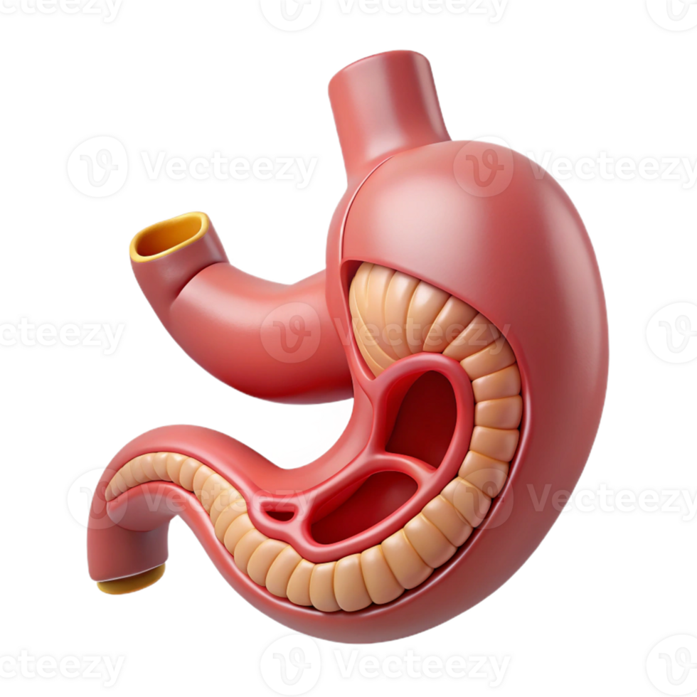 Isometric Stomach Illustration- Digestive System Anatomy png