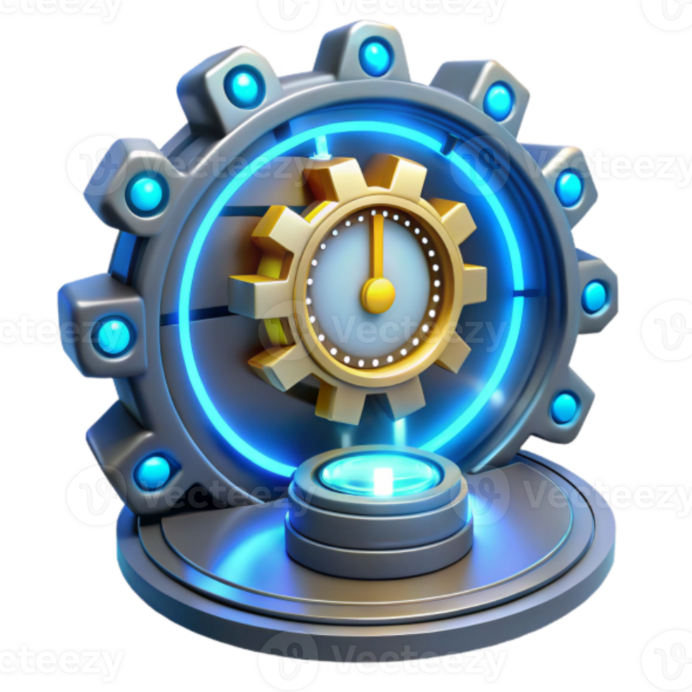 3D Render Gear Clock Time Mechanism Abstract Background png