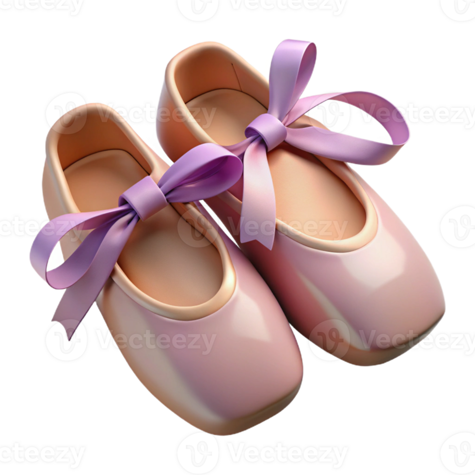 Pink Ballet Shoes with Purple Ribbon png