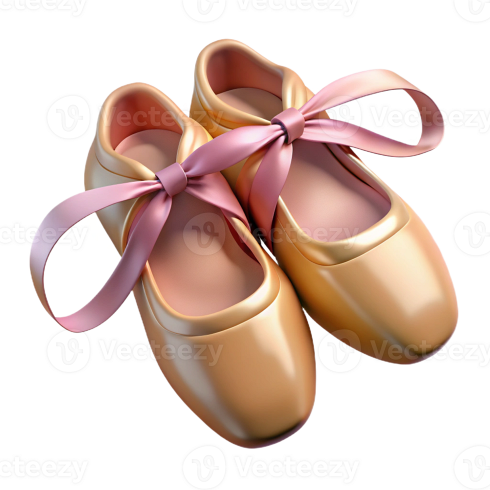 Isometric Ballerina Shoes with Pink Ribbon Illustration png