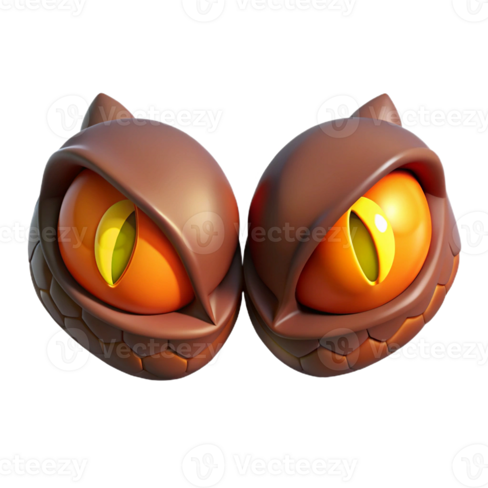 Isometric Cartoon Eyes with Brown Scaly Skin png