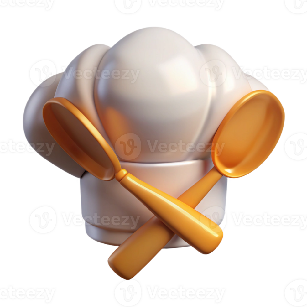 Isometric Chef Hat with Spoons Illustration png