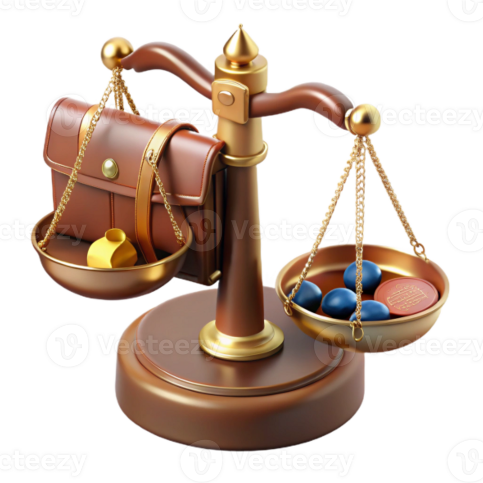 3D Illustration of a Scale Balancing Wealth and Value png