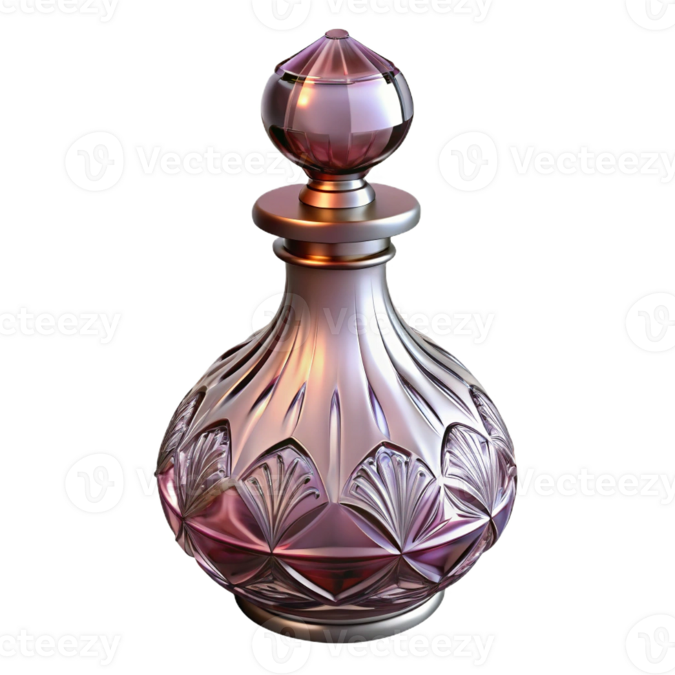 Cut Glass Perfume Bottle with Stopper png