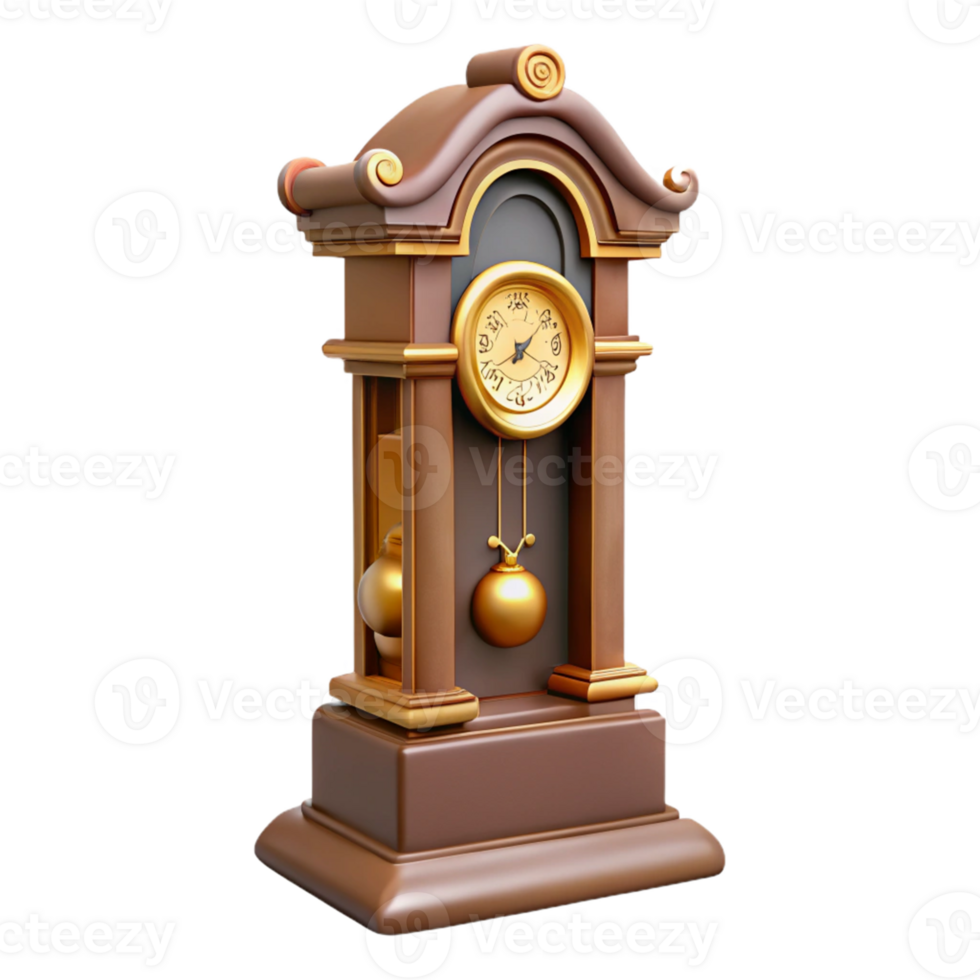 Ornate Grandfather Clock with Pendulum png