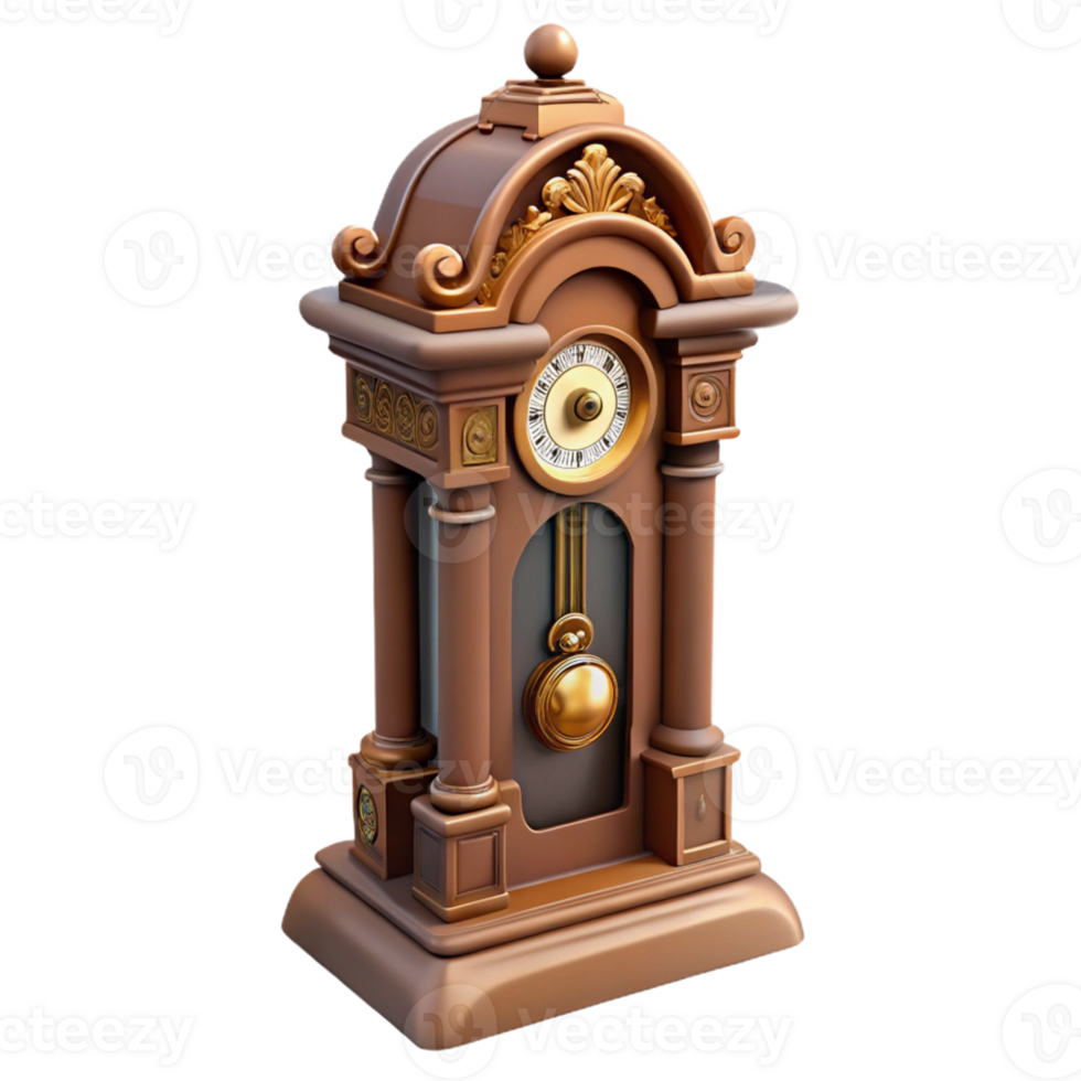 Ornate Pendulum Clock with Roman Numerals png