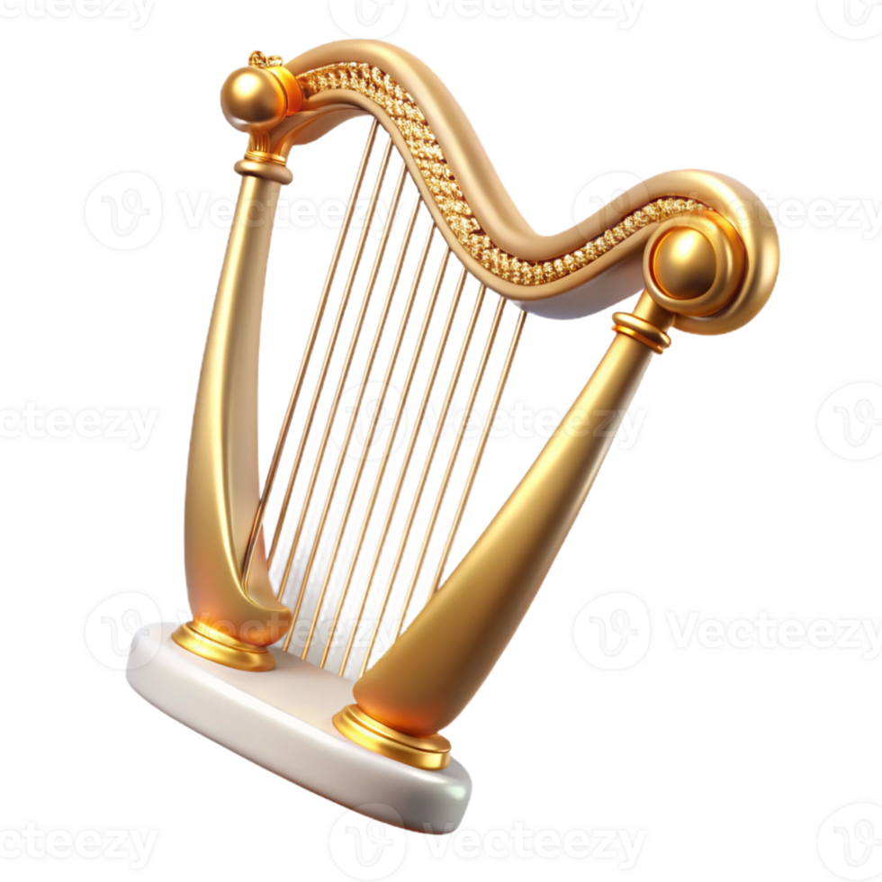Golden Harp with White Base png