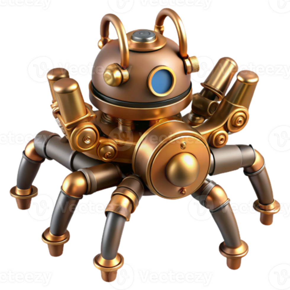 Steampunk Spider Robot 3D Render png
