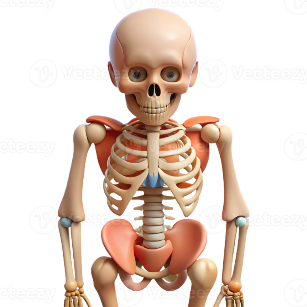Isometric Cartoon Skeleton Illustration png