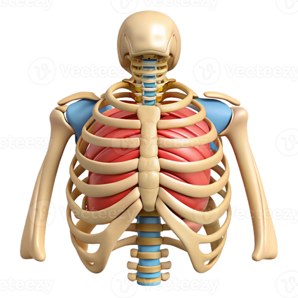 Isometric Model of Human Rib Cage and Spine png