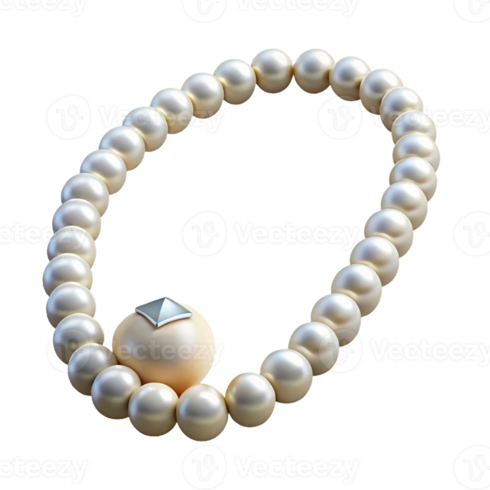Pearl Necklace with Gemstone Pendant png