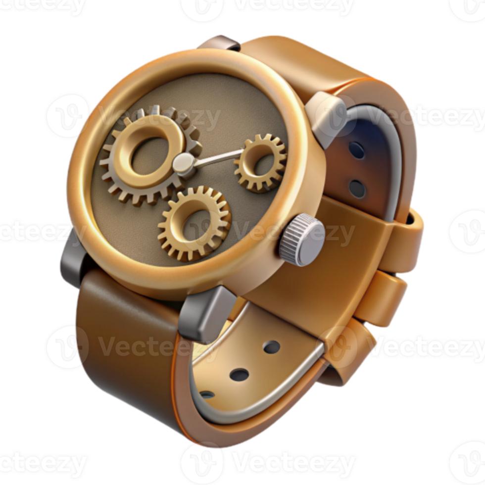 3D Render of a Stylish Gear Wristwatch png