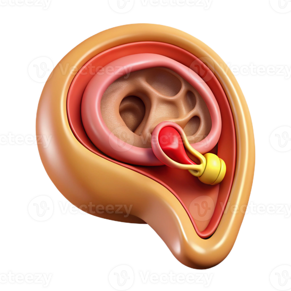 Isometric Illustration of Inner Ear Anatomy png