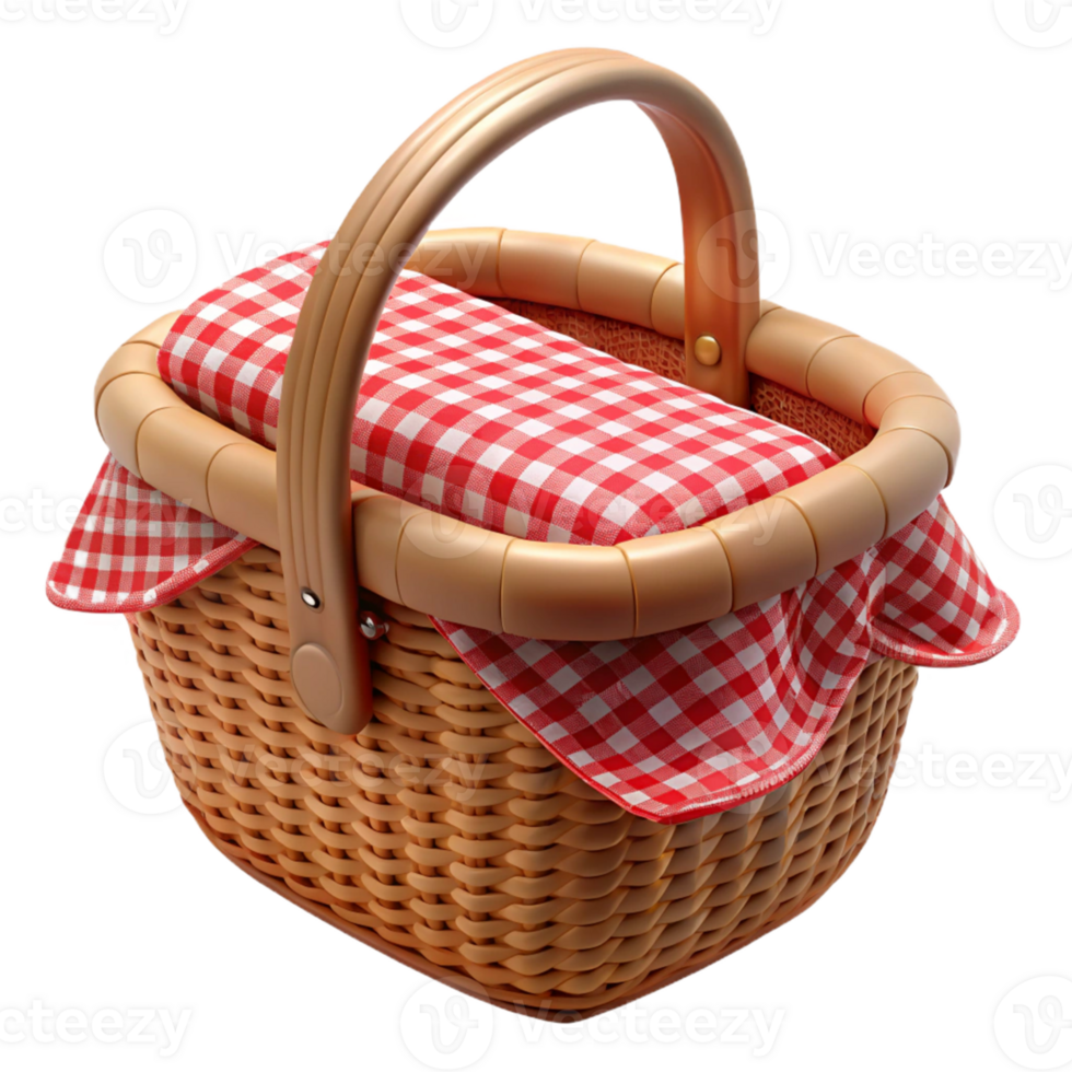 Red and White Checkered Picnic Basket png