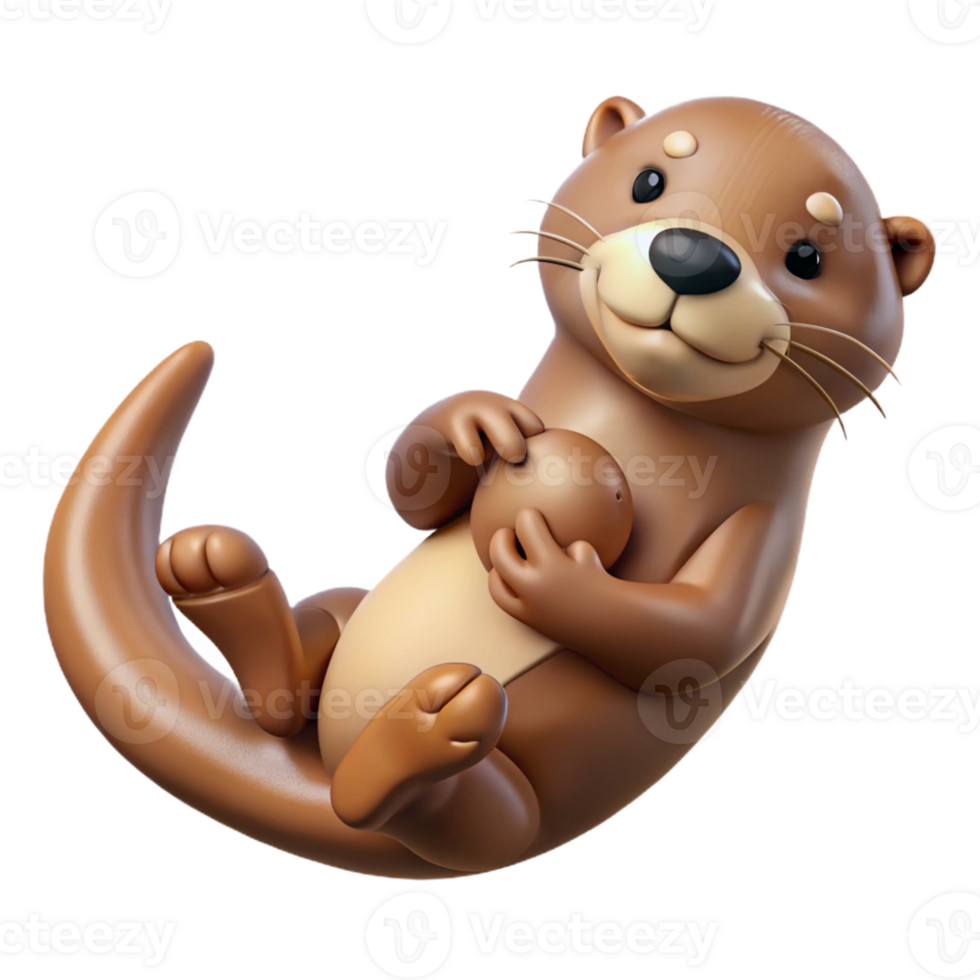 Cute Isometric Otter Holding a Ball png