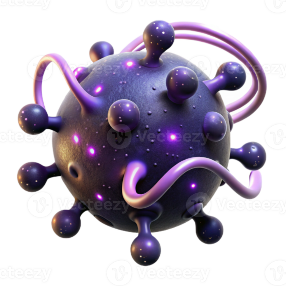 3D Render of a Microscopic Virus Particle Illustration png