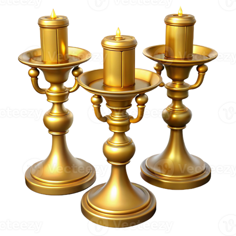 Golden Candle Holders with Flames png